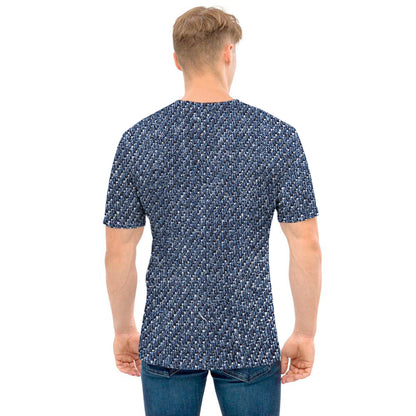 Vintage Blue Denim Jeans Print Men's T-Shirt