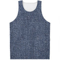 Vintage Blue Denim Jeans Print Men's Tank Top