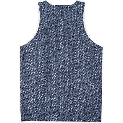 Vintage Blue Denim Jeans Print Men's Tank Top