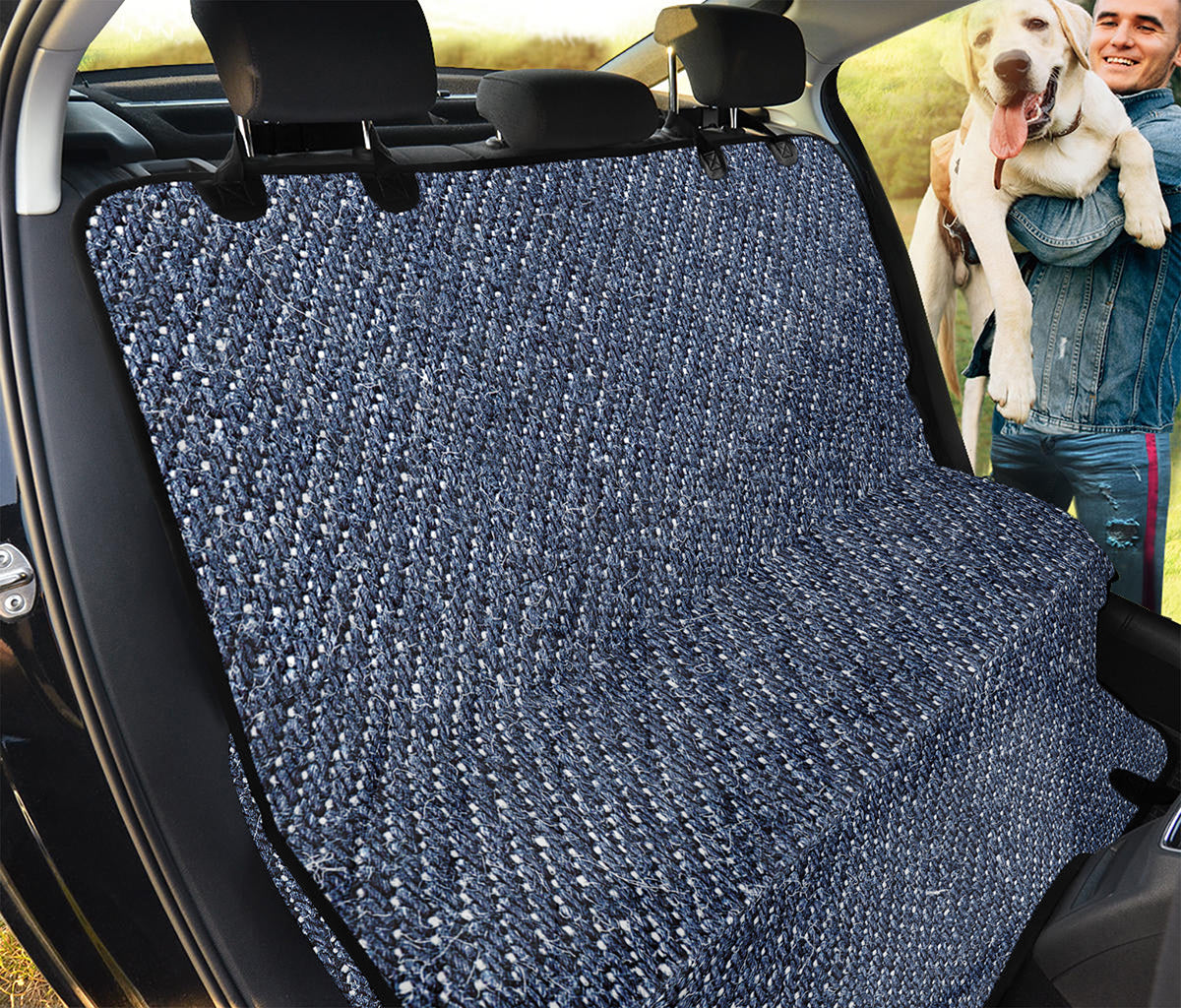 Vintage Blue Denim Jeans Print Pet Car Back Seat Cover