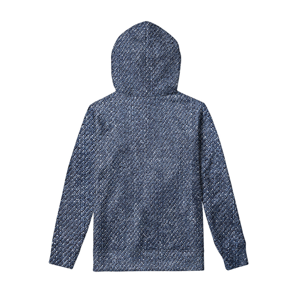 Vintage Blue Denim Jeans Print Pullover Hoodie