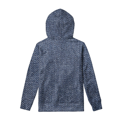 Vintage Blue Denim Jeans Print Pullover Hoodie