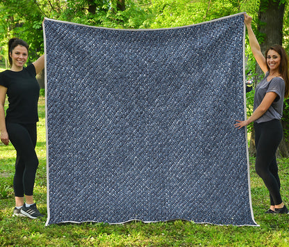 Vintage Blue Denim Jeans Print Quilt