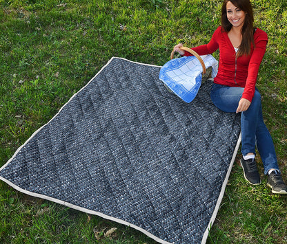 Vintage Blue Denim Jeans Print Quilt