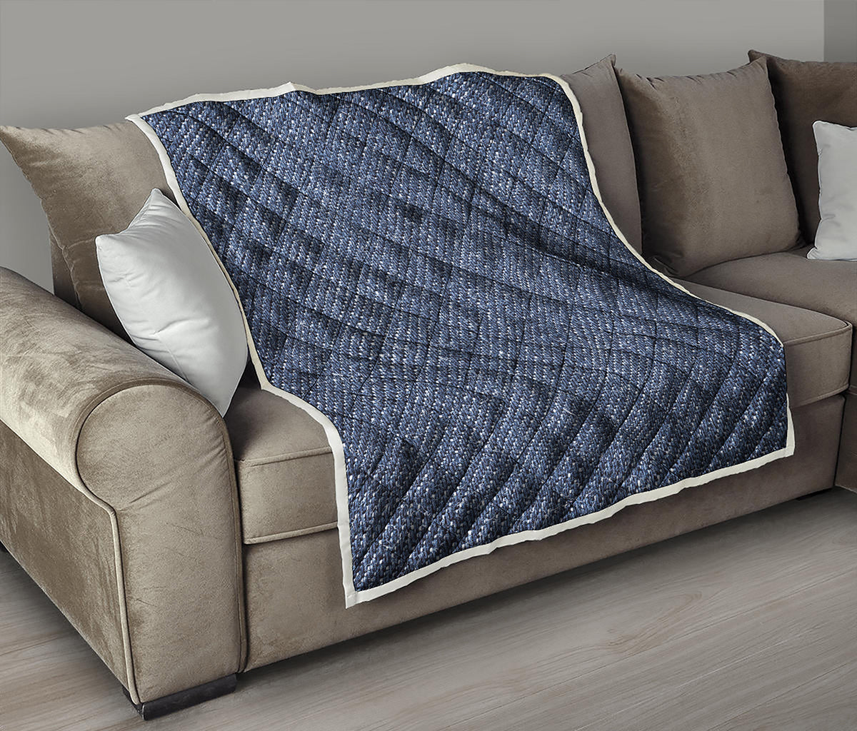 Vintage Blue Denim Jeans Print Quilt