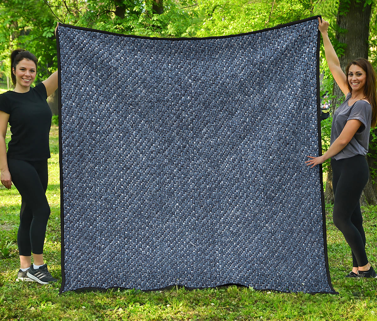 Vintage Blue Denim Jeans Print Quilt
