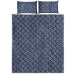 Vintage Blue Denim Jeans Print Quilt Bed Set