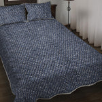 Vintage Blue Denim Jeans Print Quilt Bed Set
