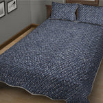 Vintage Blue Denim Jeans Print Quilt Bed Set