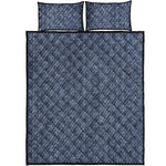 Vintage Blue Denim Jeans Print Quilt Bed Set