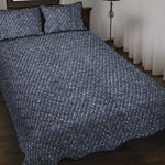 Vintage Blue Denim Jeans Print Quilt Bed Set