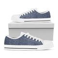Vintage Blue Denim Jeans Print White Low Top Sneakers