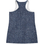 Vintage Blue Denim Jeans Print Women's Racerback Tank Top