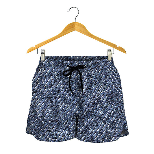 Vintage Blue Denim Jeans Print Women's Shorts