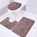 Vintage Bohemian Floral Mandala Print 3 Piece Bath Mat Set