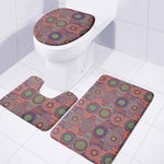 Vintage Bohemian Floral Mandala Print 3 Piece Bath Mat Set