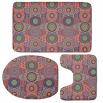 Vintage Bohemian Floral Mandala Print 3 Piece Bath Mat Set