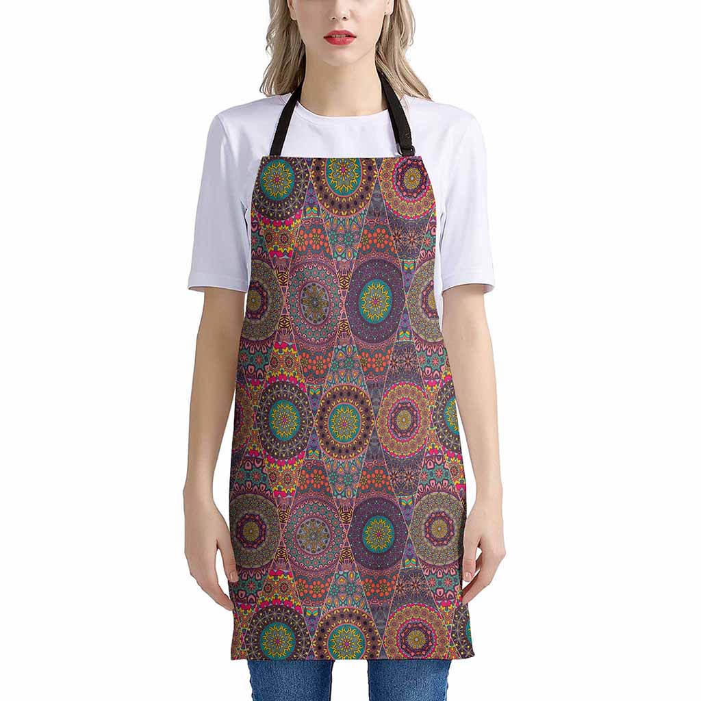 Vintage Bohemian Floral Mandala Print Apron