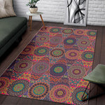Vintage Bohemian Floral Mandala Print Area Rug GearFrost