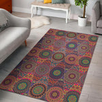 Vintage Bohemian Floral Mandala Print Area Rug GearFrost