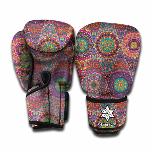 Vintage Bohemian Floral Mandala Print Boxing Gloves