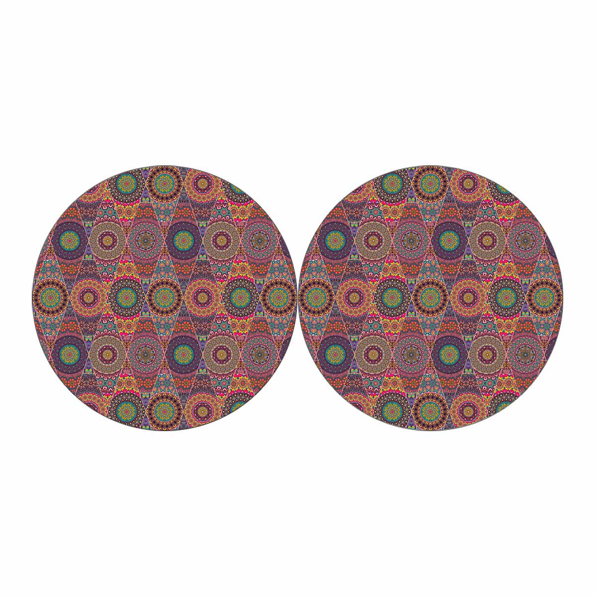 Vintage Bohemian Floral Mandala Print Car Coasters