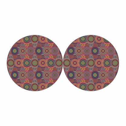 Vintage Bohemian Floral Mandala Print Car Coasters
