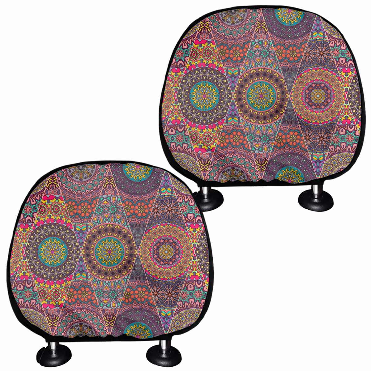 Vintage Bohemian Floral Mandala Print Car Headrest Covers