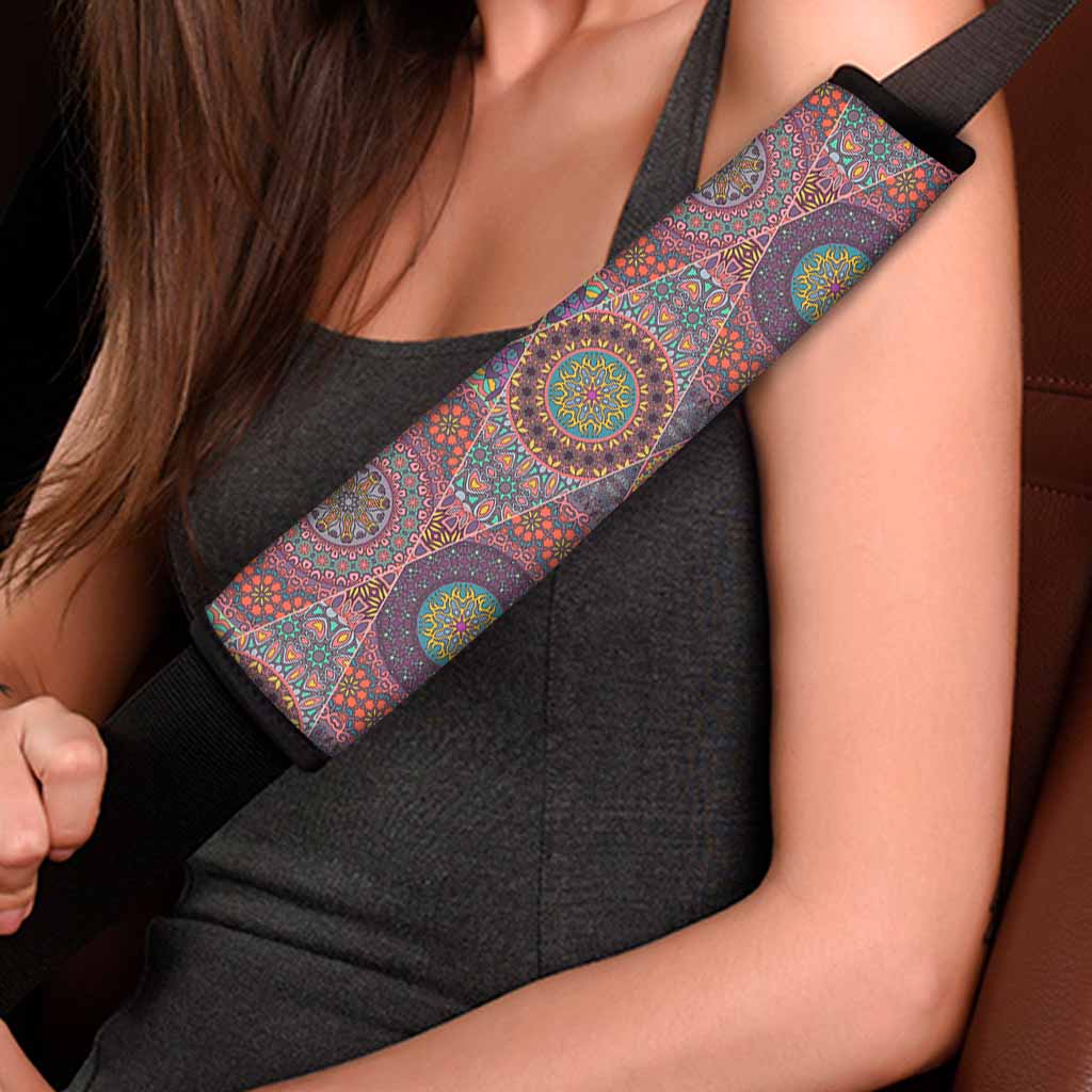 Vintage Bohemian Floral Mandala Print Car Seat Belt Covers
