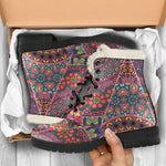 Vintage Bohemian Floral Mandala Print Comfy Boots GearFrost
