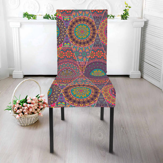 Vintage Bohemian Floral Mandala Print Dining Chair Slipcover