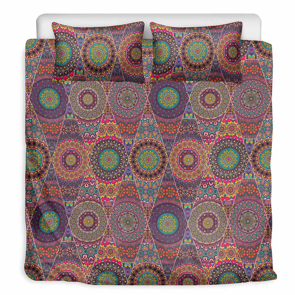 Vintage Bohemian Floral Mandala Print Duvet Cover Bedding Set