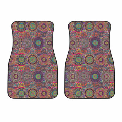 Vintage Bohemian Floral Mandala Print Front Car Floor Mats