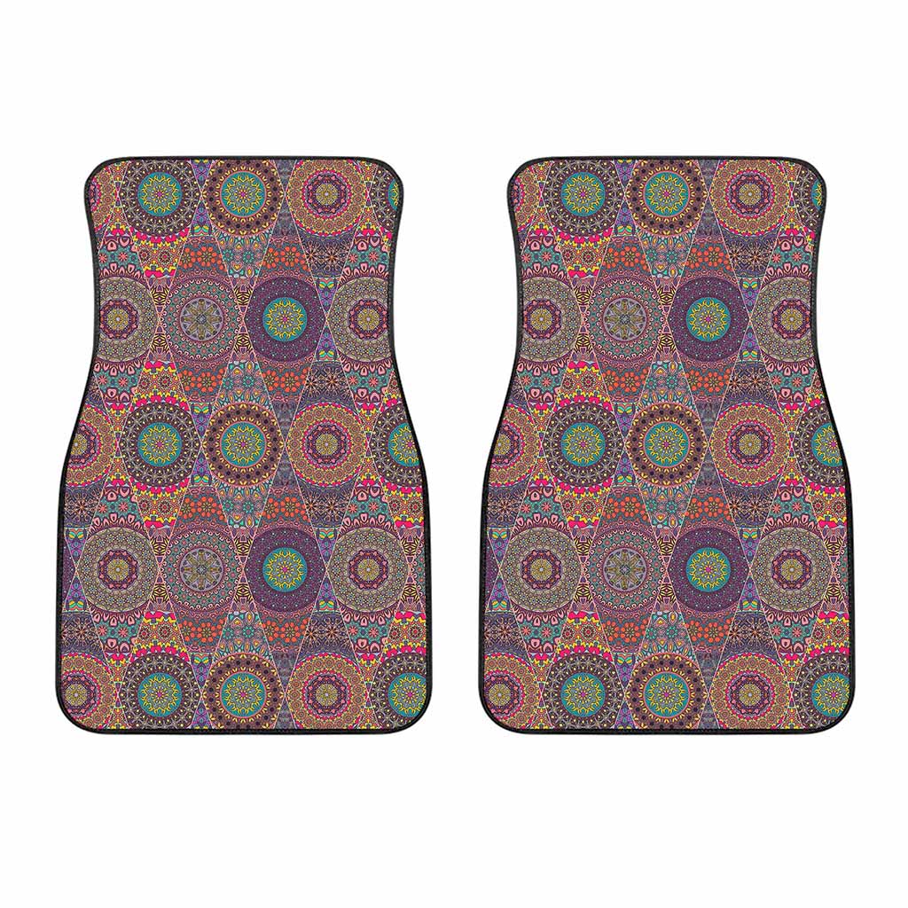 Vintage Bohemian Floral Mandala Print Front Car Floor Mats