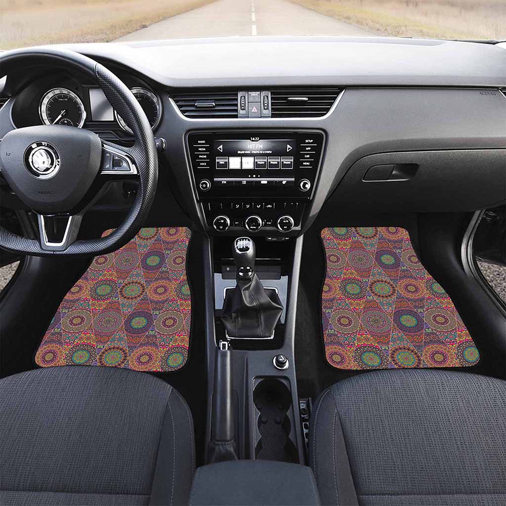 Vintage Bohemian Floral Mandala Print Front Car Floor Mats