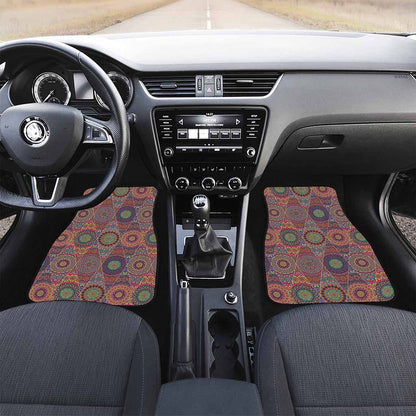 Vintage Bohemian Floral Mandala Print Front Car Floor Mats