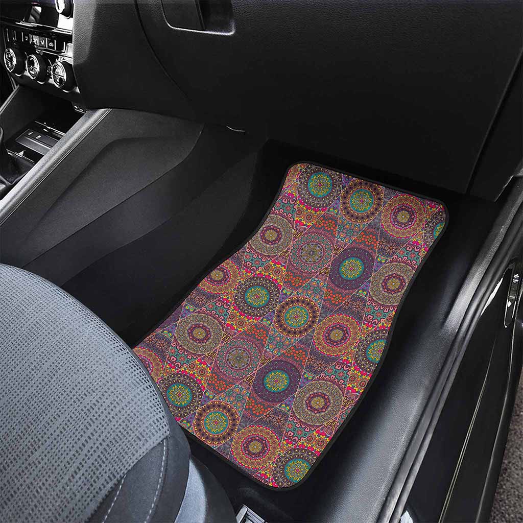 Vintage Bohemian Floral Mandala Print Front Car Floor Mats