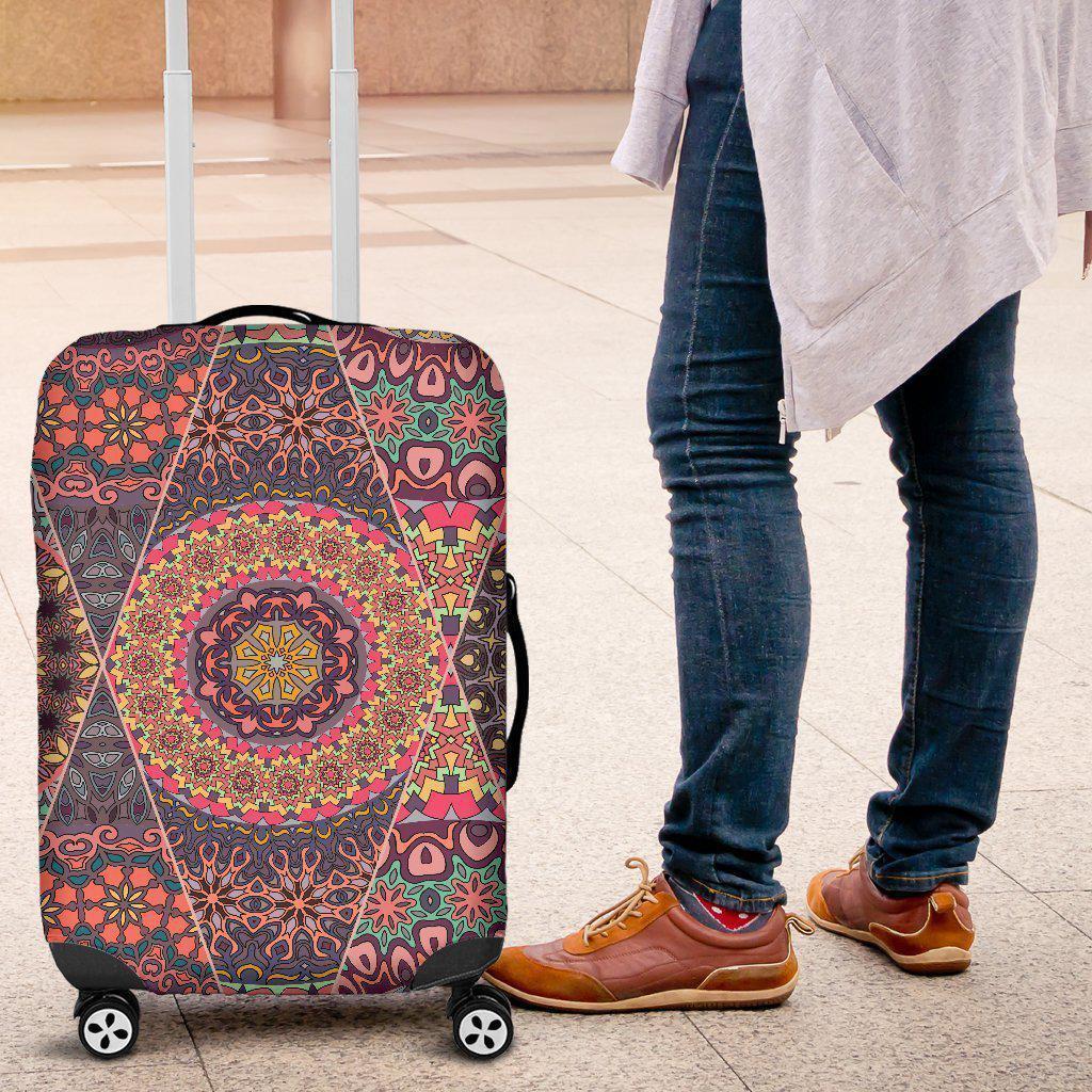 Vintage Bohemian Floral Mandala Print Luggage Cover GearFrost