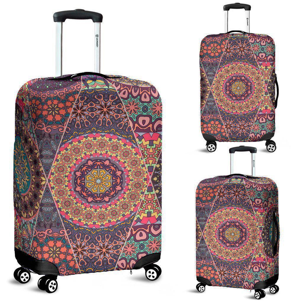 Vintage Bohemian Floral Mandala Print Luggage Cover GearFrost