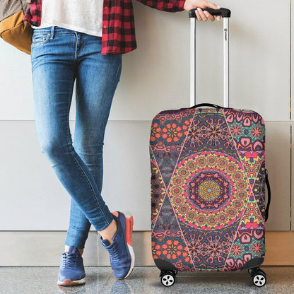 Vintage Bohemian Floral Mandala Print Luggage Cover GearFrost