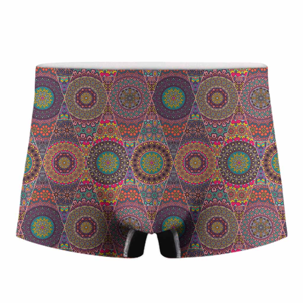 Vintage Bohemian Floral Mandala Print Men's Boxer Briefs