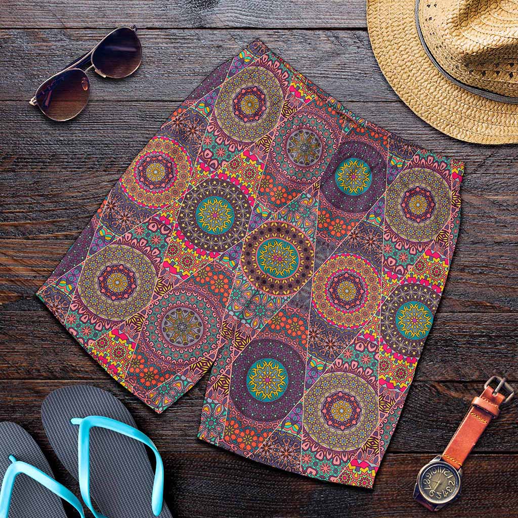 Vintage Bohemian Floral Mandala Print Men's Shorts
