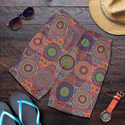 Vintage Bohemian Floral Mandala Print Men's Shorts