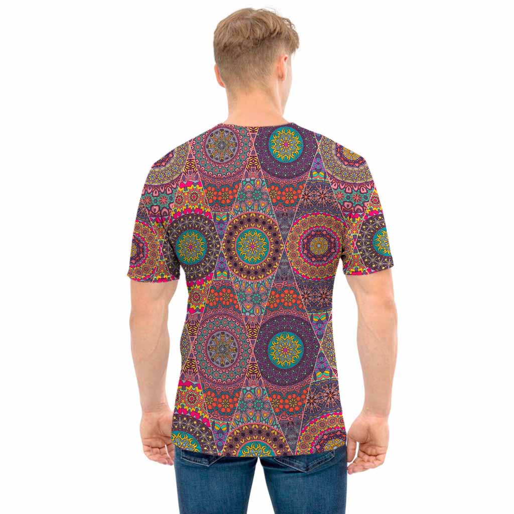 Vintage Bohemian Floral Mandala Print Men's T-Shirt