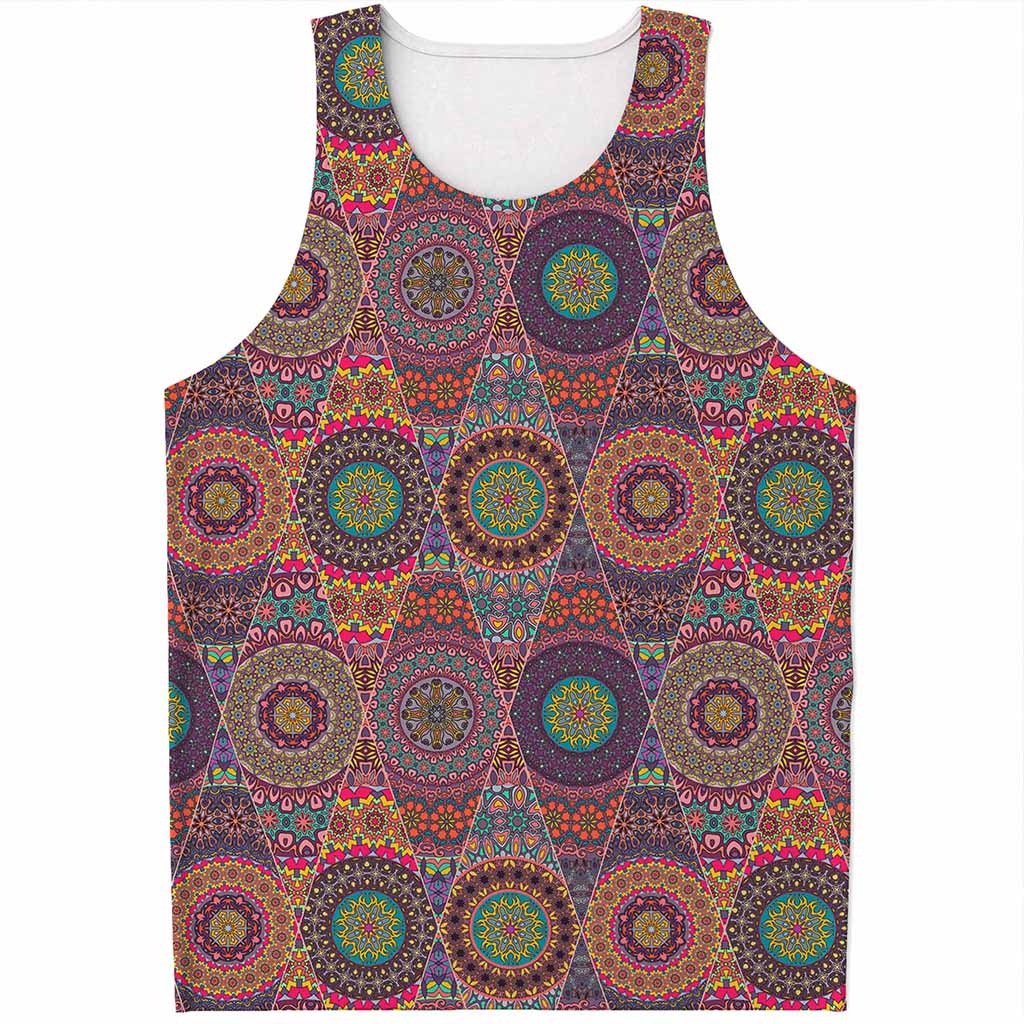 Vintage Bohemian Floral Mandala Print Men's Tank Top