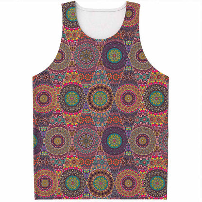 Vintage Bohemian Floral Mandala Print Men's Tank Top