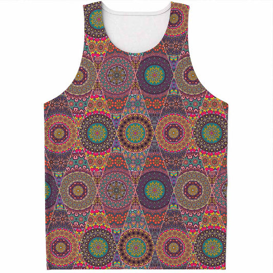 Vintage Bohemian Floral Mandala Print Men's Tank Top
