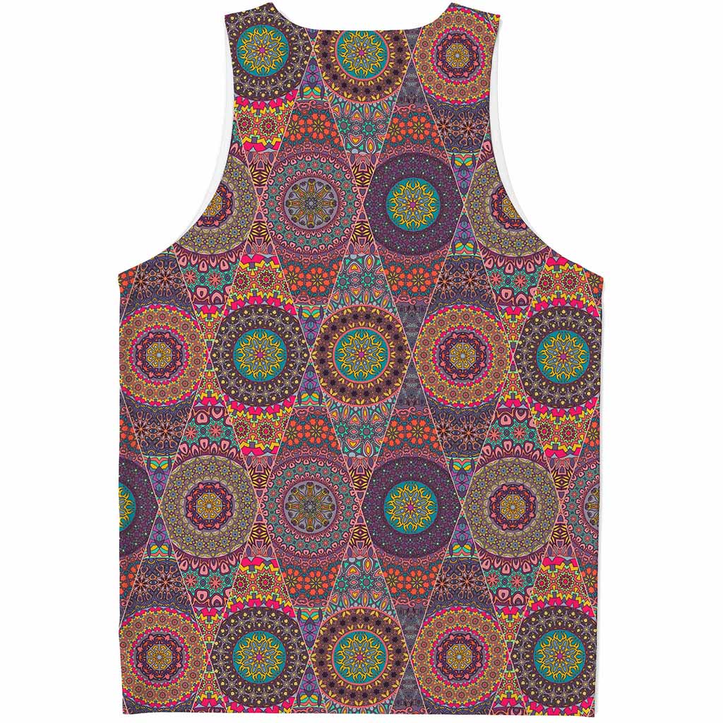 Vintage Bohemian Floral Mandala Print Men's Tank Top