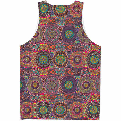 Vintage Bohemian Floral Mandala Print Men's Tank Top