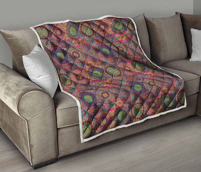 Vintage Bohemian Floral Mandala Print Quilt